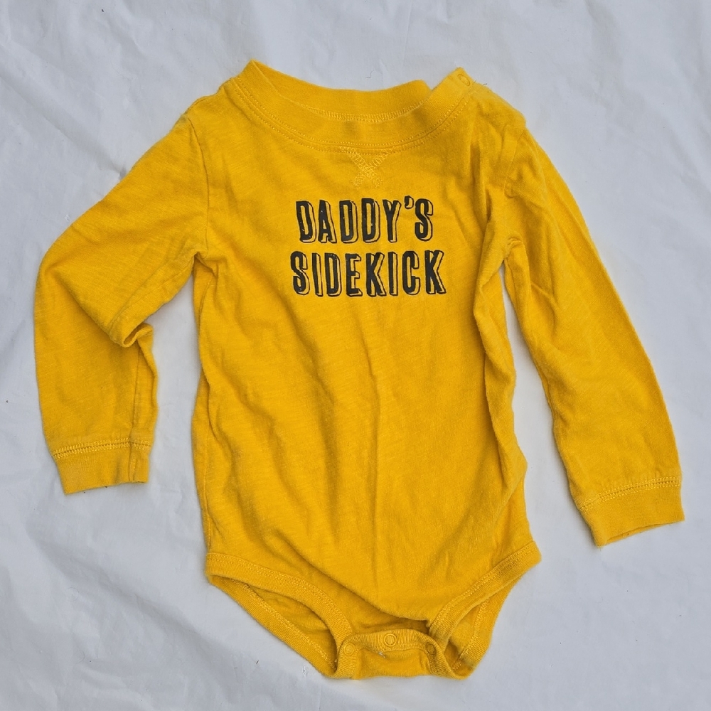 Carters Daddy's Sidekick Yellow Long-Sleeve Baby One-Piece